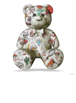 Best Friend - Teddy Bear (White Background) - Large - Black Framed