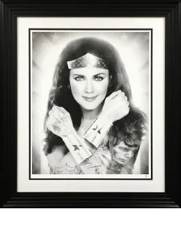 Wonder Woman (Black & White) - Artist Proof Black Framed