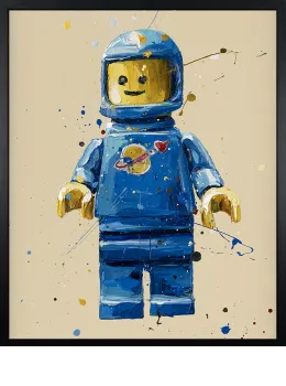 Blue Lego Spaceman - Canvas - Black Framed - Framed Box Canvas