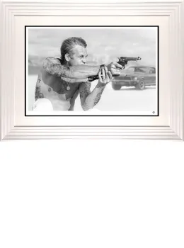 Bullitt From A Gun (Black & White) - White Framed