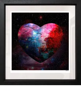 Cosmic Heart - Regular Size - Black Background - Black Framed