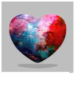 Cosmic Heart - Regular Size - Grey Background - Mounted