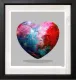 Cosmic Heart - Regular Size - Grey Background - Black Framed