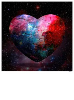 Cosmic Heart - Small Size - Black Background - Mounted