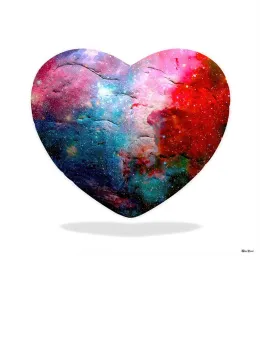 Cosmic Heart - Small Size - White Background - Mounted