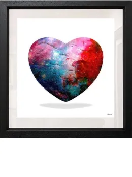 Cosmic Heart - Small Size - White Background - Black Framed