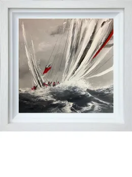 Crashing Waves (Grey) - Original - White Framed