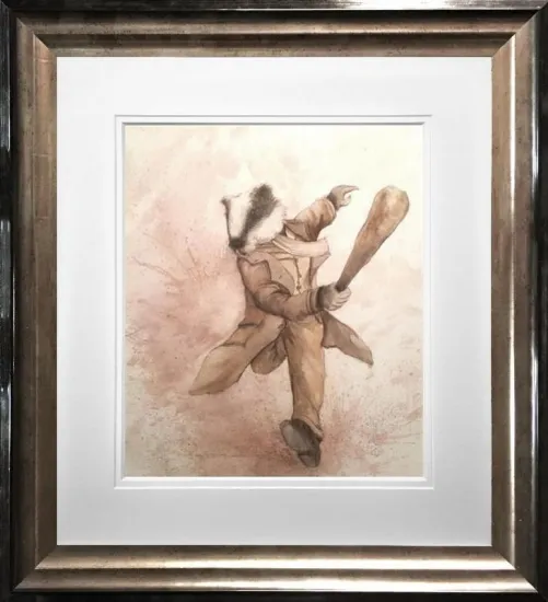 Damn Them Weasels - Original - Black And Silver Framed Damn Them Weasels - Original - Black And Silver Framed