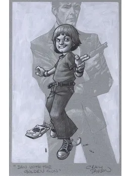 Dan With The Golden Gun - Sketch - Mounted