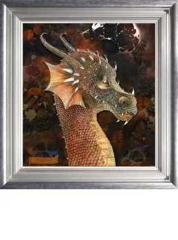 Dragon Of The Underworld - Silver-Blue Framed