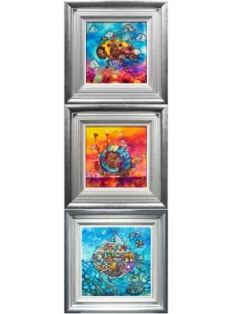 Eccentric Machines - Set Of 3 - Silver-Blue Framed