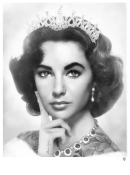 Elizabeth Taylor (Black & White) - Mounted