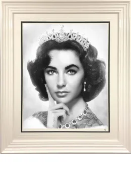Elizabeth Taylor (Black & White) - White Framed