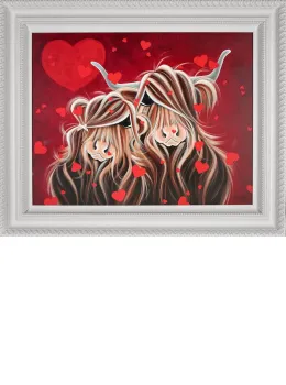 Falling For Moo - White Framed