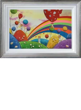 Finding Rainbows - Original - Blue And Silver Framed