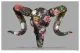 Floral Ram Skull (Grey Background) - Large - Framed