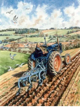 Fordson E27N Ploughing - Print