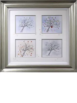 Four Seasons (2021) Square - Original Sketch - Silver Framed
