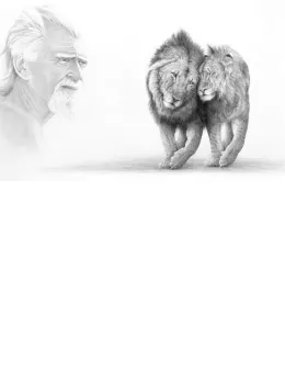 George Adamson, With Boy And Christian - Mounted