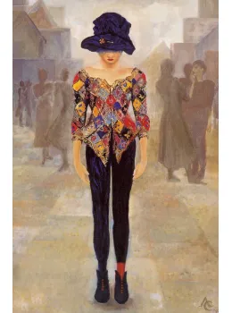 Girl With Purple Hat - Print