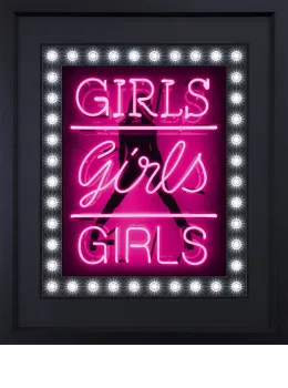 Girls Girls Girls (Hot Pink) - Deluxe - Black Framed