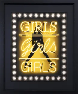 Girls Girls Girls (Yellow) - Deluxe - Black Framed