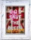 God Save The Queen - Flag - White & Splattered Framed