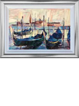 Gondolas Rest - Original - Silver Framed