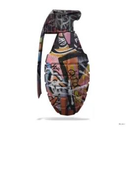 Graffiti Grenade - Small Size - White Background - Mounted
