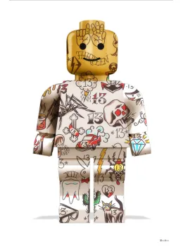 Graffiti Lego Man (White Background) - Large - Framed