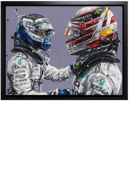 Hamilton & Bottas 18 - Canvas - Artist Proof Black Framed - Framed Box Canvas