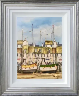 Harbour Days - Original - Blue And Silver Framed