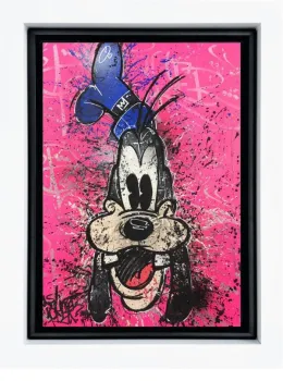 Hello Goofy - Original - White Framed