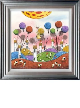 Hot Hare Balloon - 3D High Gloss - Blue And Silver Framed