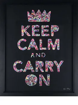 Keep Calm (Black Background) - Artist Proof Black Framed