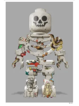 Lego Skeleton (Grey Background) - Large - Framed