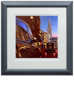 London Dusk Reflections - Paper - Grey-Black Framed