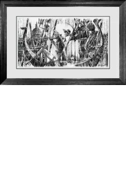 Love In Venice (B&W) - Sketch - Limited Edition - Black Framed