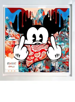 Mad Mickey - White Framed