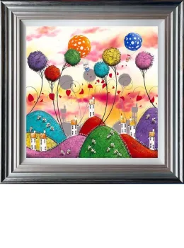 Moo Clouds - 3D High Gloss - Blue And Silver Framed