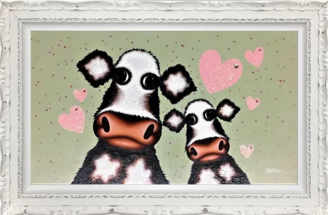 Mummy's Little Moo - Original - Ornate White Framed Mummy's Little Moo - Original - Ornate White Framed