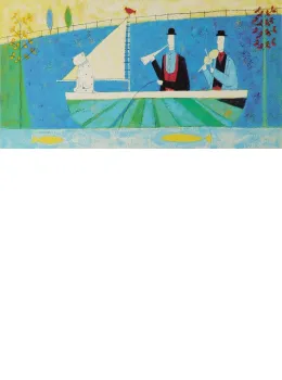 Musicians In A Boat - Print only
