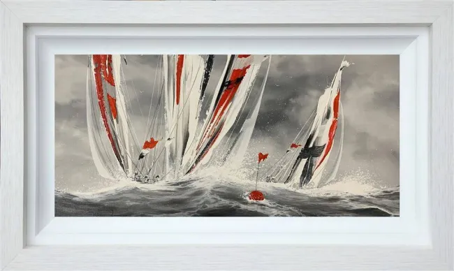 My Red Sail - Original - White Framed
