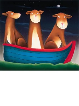 My Three Dogs In A Boat - Mounted