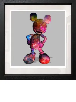 Nebula Mouse - Regular Size - Grey Background - Black Framed