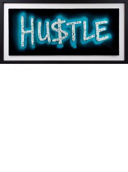 Neon Hustle Blue - Artist Proof Black Framed