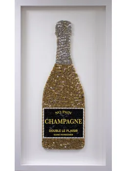 No Pain Champagne (Gold) - Standard Size - White Background - White Framed