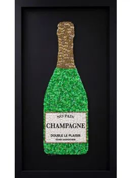 No Pain Champagne (Green) - Standard Size - Black Background - Black Framed