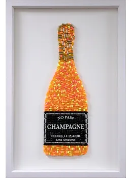 No Pain Champagne (Orange) - Standard Size - White Background - White Framed