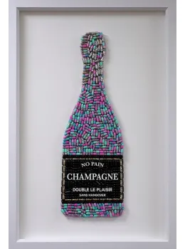 No Pain Champagne (Purple) - Deluxe Size - White Background - White Framed